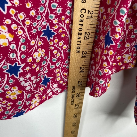 Anthropologie Maeve Marisol Top 14 Pink Printed Blouse Boho Preppy Floral Ruffle - Picture 9 of 12